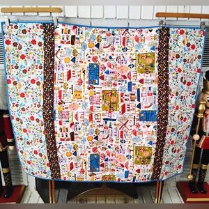 Multicolor Patchwork Quilt with Floral and Geometric Patterns